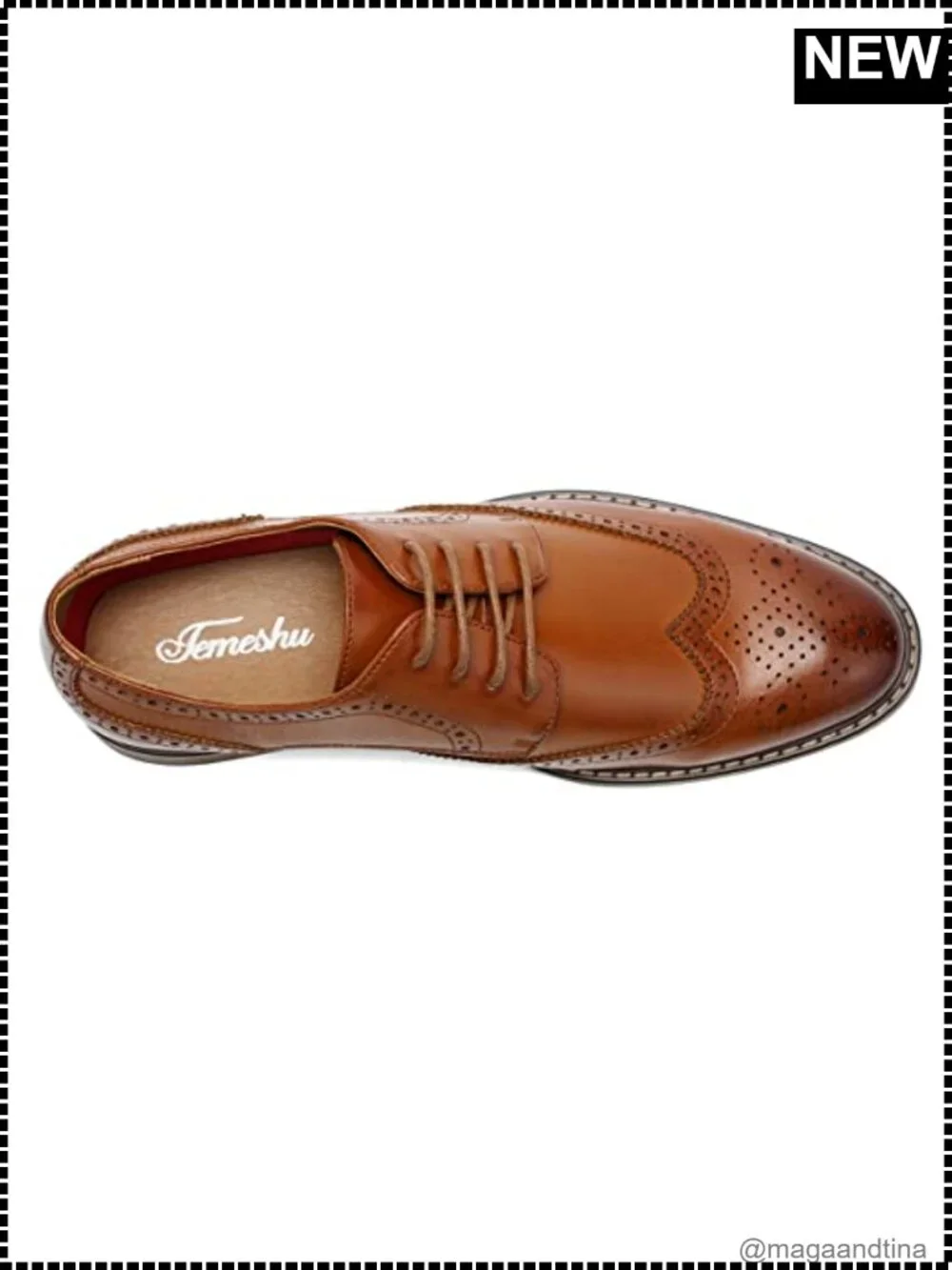 Men's Wingtip Lace-Up Leather Oxford Dress Shoes Classic Formal